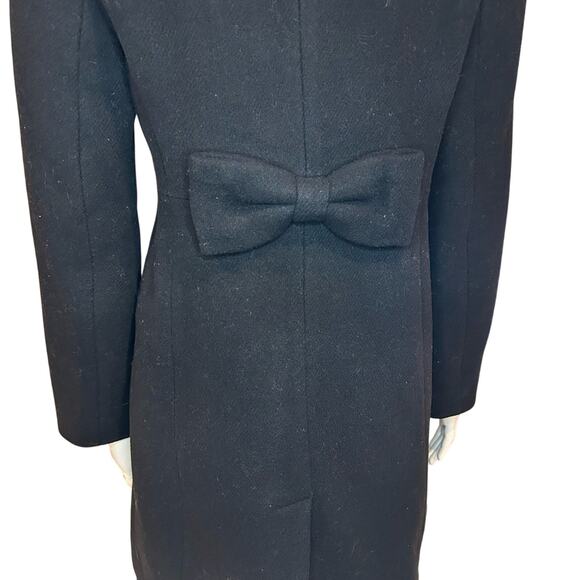 KATE SPADE NEW YORK Wool Coat w/ Faux Fur Collar Black Small - Picture 9 of 16